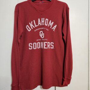 Mens S Oklahoma Sooners Maroon Long Sleeve Thermal Waffle Knit Long Sleeve Shirt